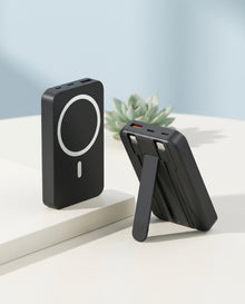 Magnetic Power Bank with Built-in Cable and Fold-Out Stand