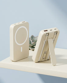 Magnetic Power Bank with Built-in Cable and Fold-Out Stand